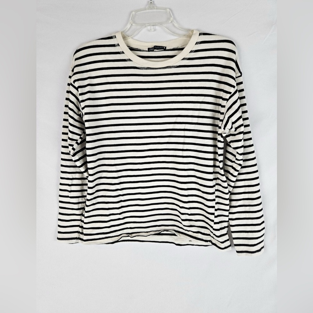 Zara striped sweatshirt black and white